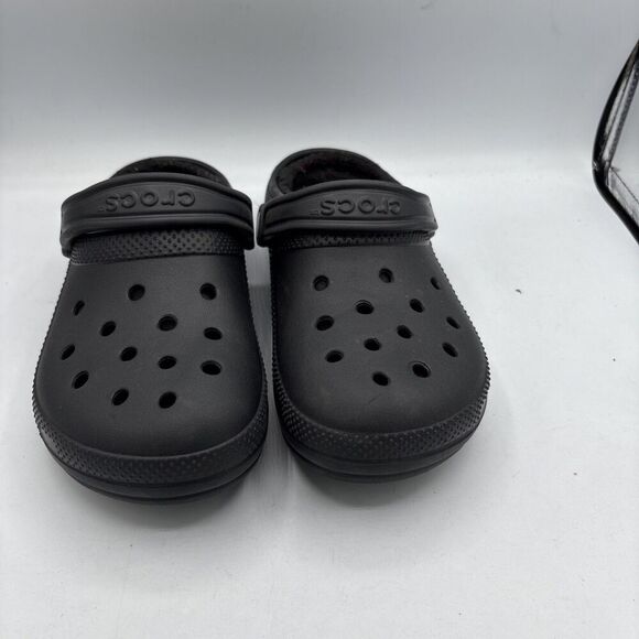 CROCS Women’s Classic Fuzz Lined Clogs 7 M5/W7 Black Comfort Slip On Winter Shoe - Picture 9 of 11